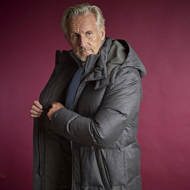 Dark Grey Wool & Silk Blend Mante Coat