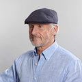 Dark Navy Linen Flat Cap