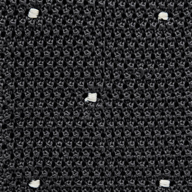 Dark Navy & White Spot Knitted Silk Tie