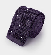 Deep Purple & White Spot Knitted Silk Tie
