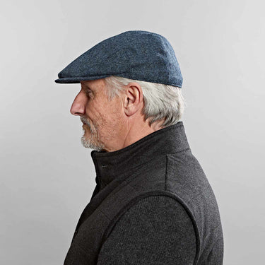 Denim Blue Plain Weave Wool Flat Cap