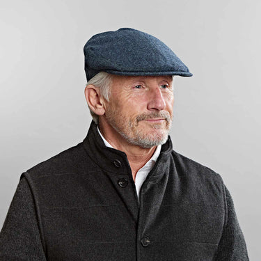 Denim Blue Plain Weave Wool Flat Cap