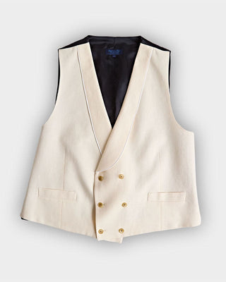 Double Breasted Cream Linen Waistcoat