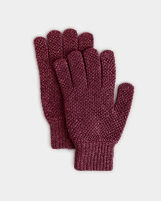 Drama Wine Moss Stitch Pure Cashmere Gloves