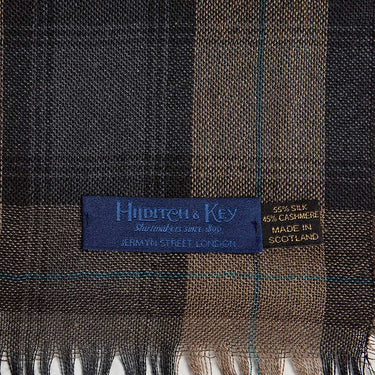 Earthy Tones Large Check Silk & Cashmere Scarf