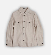 Freisa Tan Linen & Suede Overshirt