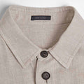 Freisa Tan Linen & Suede Overshirt