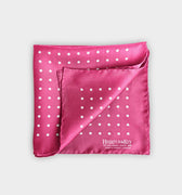 Fuchsia & White Medium Spot Silk Pocket Square