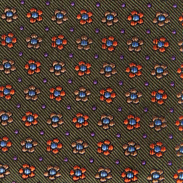 Green Blossom Motif Silk Tie