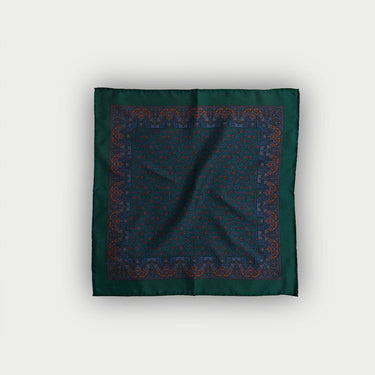 Green Persian Paisley Silk Pocket Square