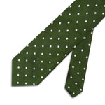 Green Twill with White Spots Woven Silk Tie