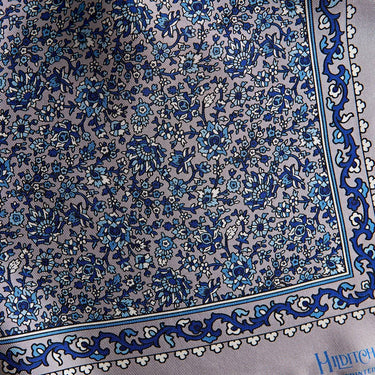 Grey Floral Silk Pocket Square