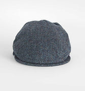 Grey Herringbone Wool Made In England Flat Cap