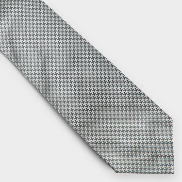 Grey Houndstooth Silk Tie
