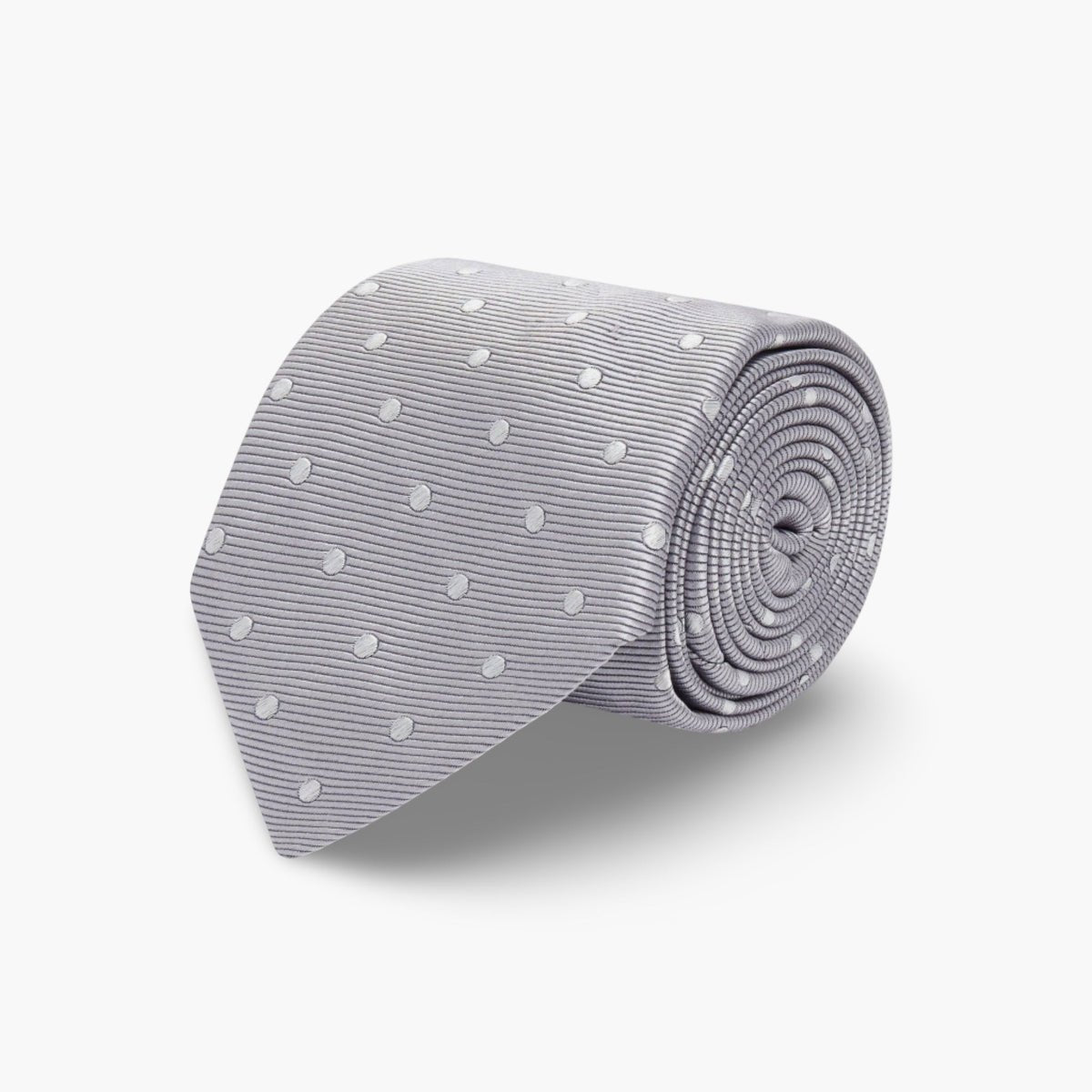 Grey Twill & Spot Woven Silk Tie