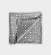 Grey & White Medium Spot Silk Pocket Square