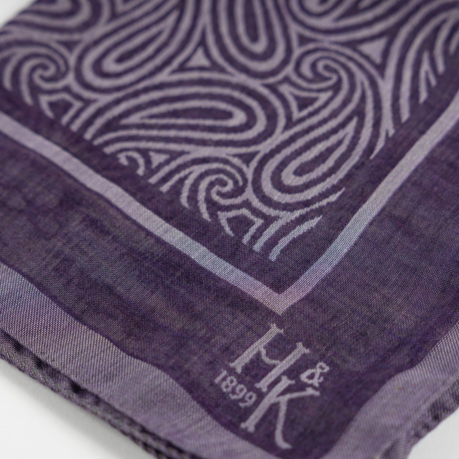 Large Purple Paisley Wool & Silk Handkerchief