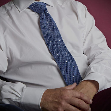 Lazurite & White Spot Knitted Silk Tie