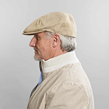 Light Beige Plain Micro Herringbone Linen Toni Cap