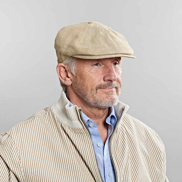 Light Beige Plain Micro Herringbone Linen Toni Cap