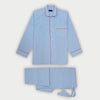 Light Blue Bengal Stripe Cotton Pyjamas with Red Piping