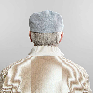 Light Blue Herringbone Silk Toni Cap