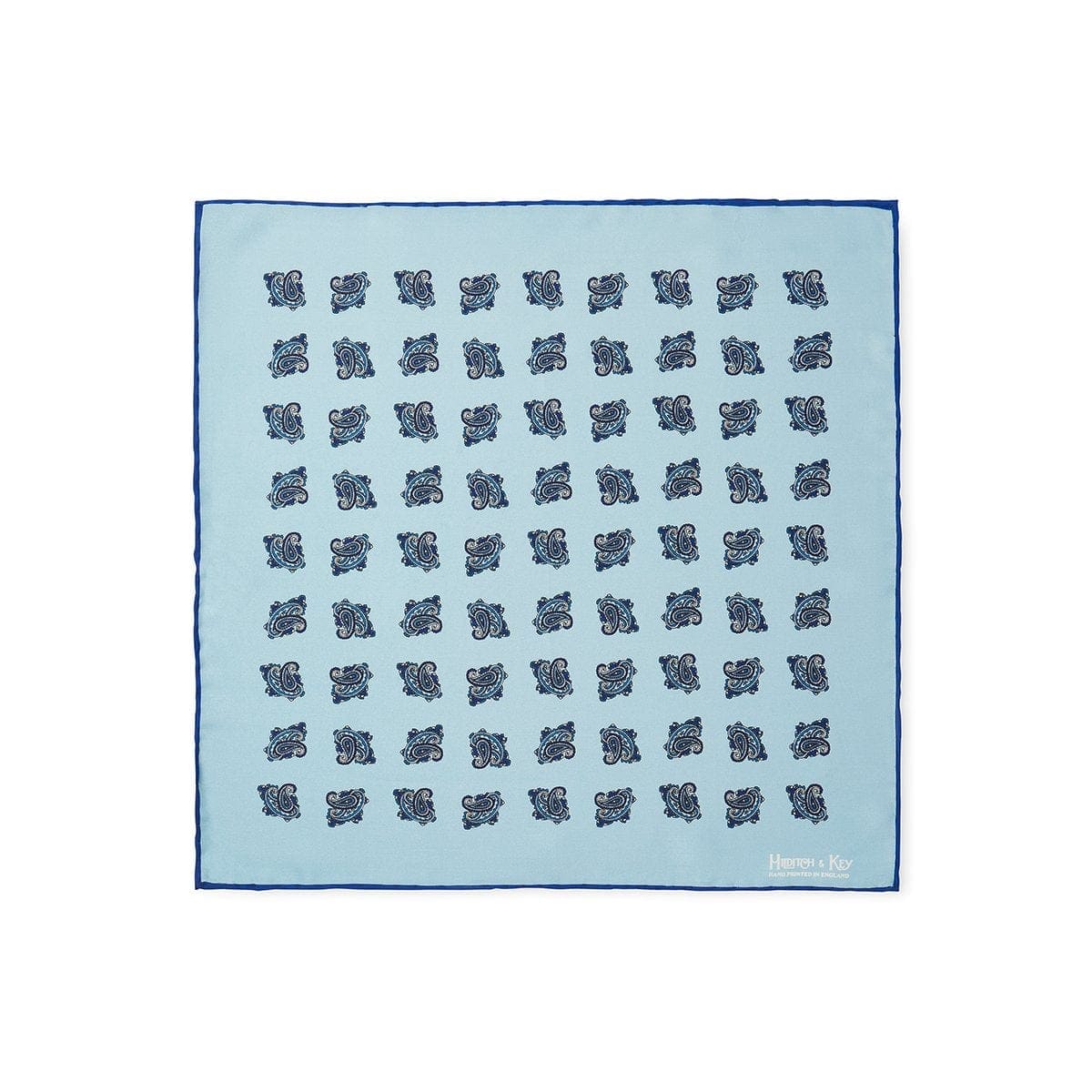 Light Blue Paisley Silk Handkerchief