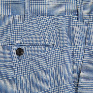 Light Blue Prince of Wales Check Linen Trousers