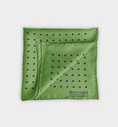 Light Green & Navy Medium Spot Silk Pocket Square