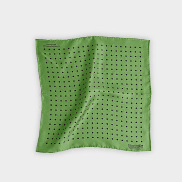Light Green & Navy Medium Spot Silk Pocket Square