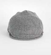 Light Grey & Black Herringbone Cashmere Made In England Flat Cap