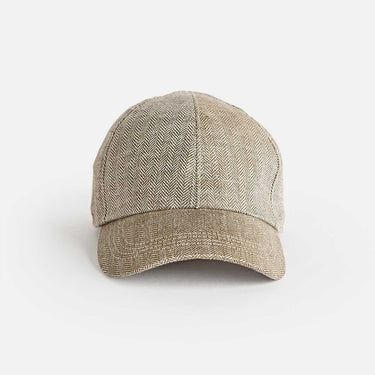 Light Olive Herringbone Linen Baseball Cap