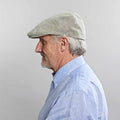 Light Olive Micro Herringbone Linen Flat Cap