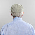 Light Olive Micro Herringbone Linen Flat Cap