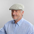 Light Olive Micro Herringbone Linen Flat Cap