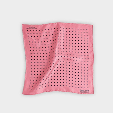 Light Pink & Navy Medium Spot Silk Pocket Square