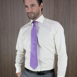 Lilac Twill with White Spots Woven Silk Tie