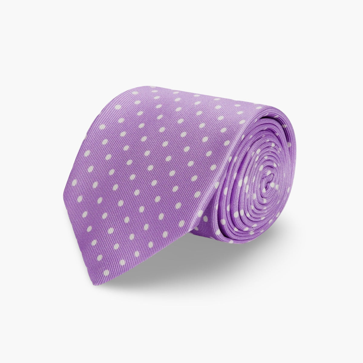 Lilac & Medium Spot Printed Silk Tie
