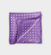 Lilac & White Medium Spot Silk Pocket Square