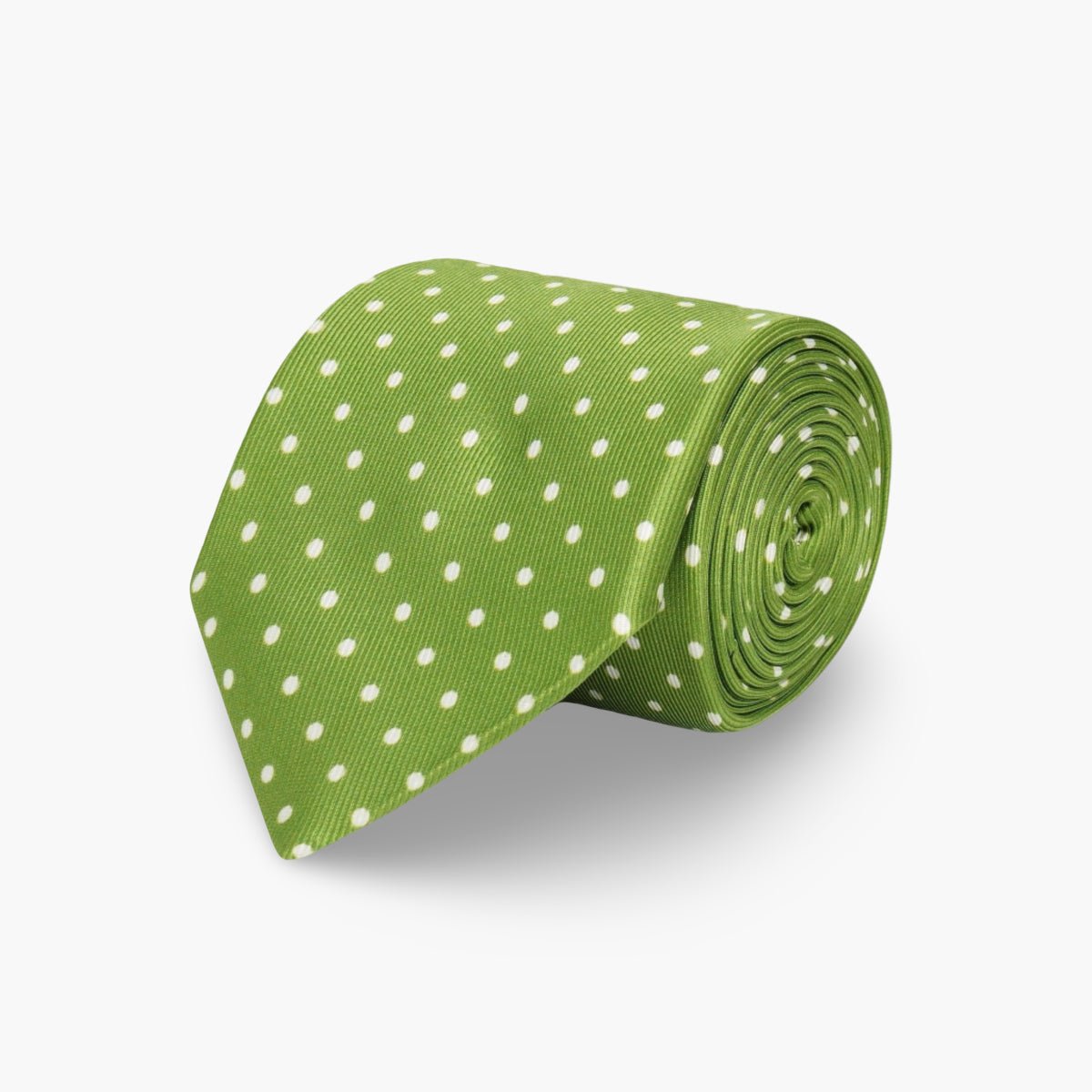 Lime Green & White Medium Spot Printed Silk Tie
