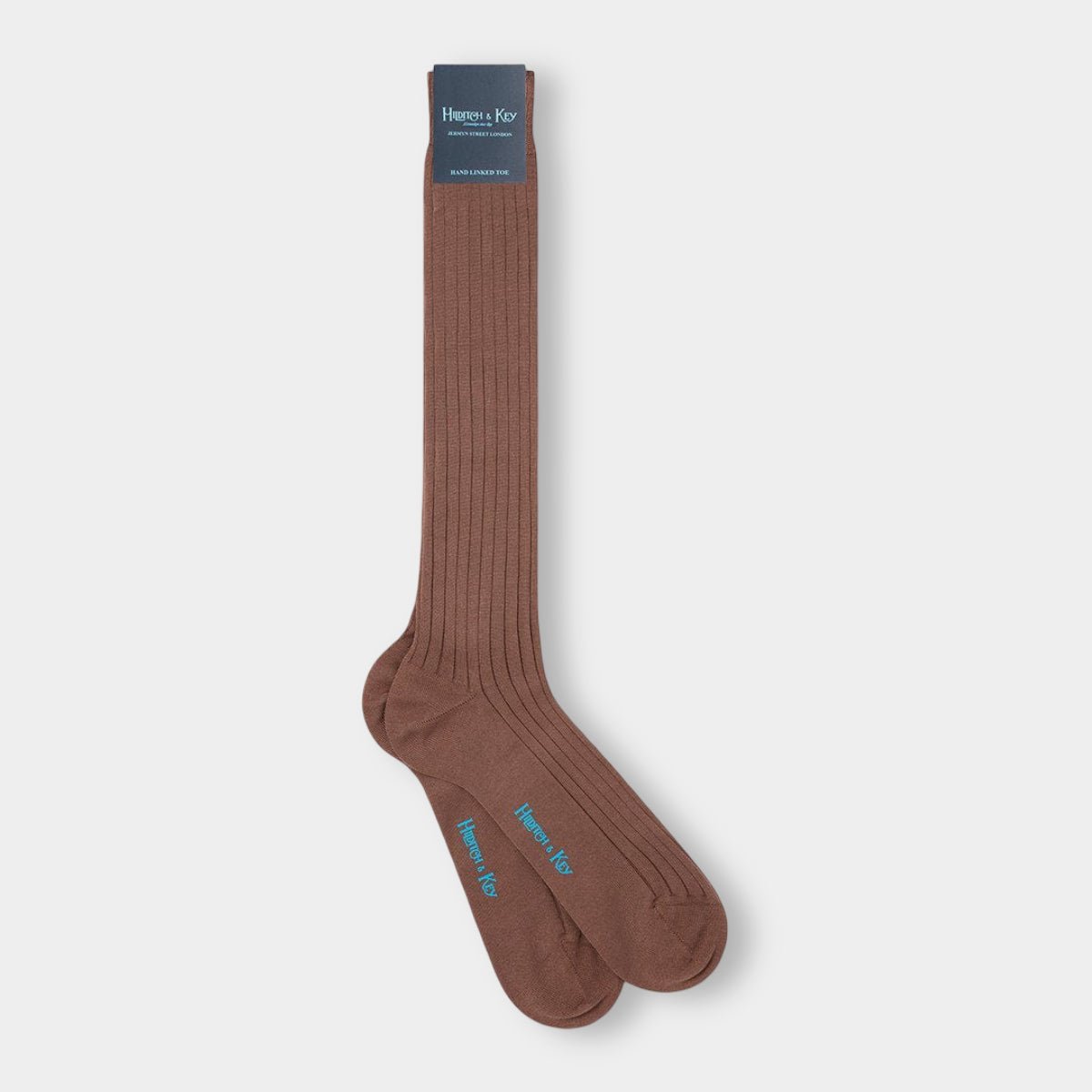 Hilditch & Key Long Brown Cotton Socks