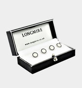 Longmire Sterling Silver Double Circle Black & White Enamel Dress Studs