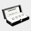 Longmire Sterling Silver Double Circle Black & White Enamel Dress Studs