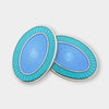 Longmire Sterling Silver Double Oval Aquamarine & Blue Enamel Cufflinks