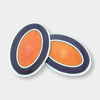 Longmire Sterling Silver Double Oval Aubergine & Orange Enamel Cufflinks