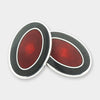 Longmire Sterling Silver Double Oval Black & Red Enamel Cufflinks