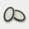Longmire Sterling Silver Double Oval Black & White Enamel Cufflinks