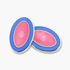 Longmire Sterling Silver Double Oval Blue & Pink Enamel Cufflinks