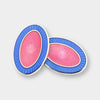 Longmire Sterling Silver Double Oval Blue & Pink Enamel Cufflinks