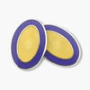 Longmire Sterling Silver Double Oval Blue & Yellow Enamel Cufflinks